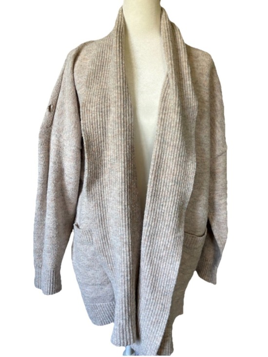 Time And Tru Sweaters - Time and Tru Oatmeal Heather Open Front Cardigan Pockets Long Soft AS-IS READ